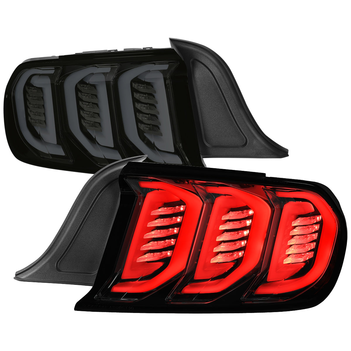 2015-2023 Ford Mustang S550 Sequential Signal LED Tail Lights (Glossy Black Housing / Smoked Lens)