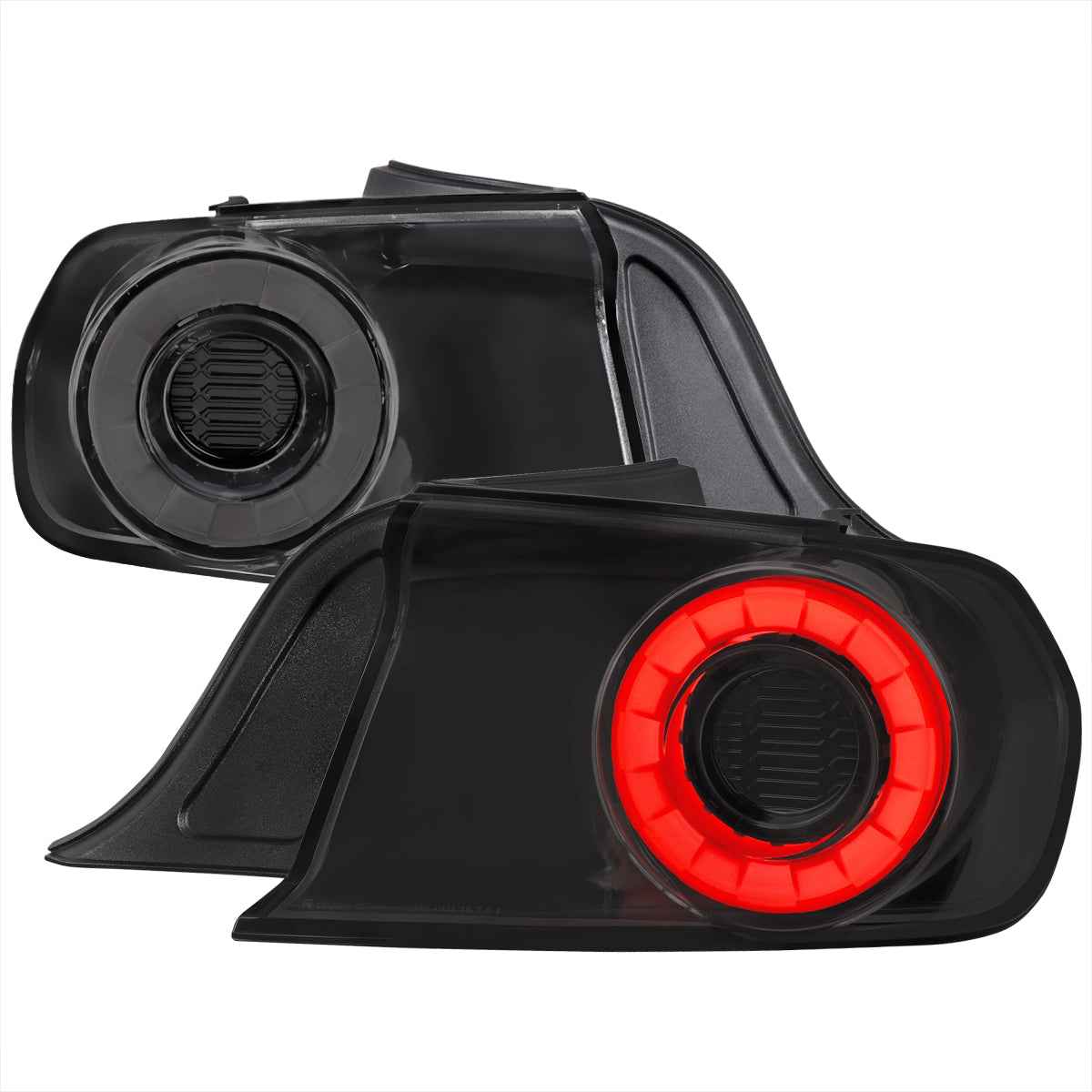 2015-2022 Ford Mustang S550 Coupe/Convertible LED Tail Lights (Glossy Black Housing / Smoked Lens)