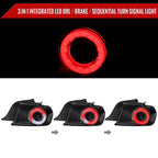 2015-2022 Ford Mustang S550 Coupe/Convertible White LED Bar Tail Lights (Glossy Black Housing / Clear Lens)