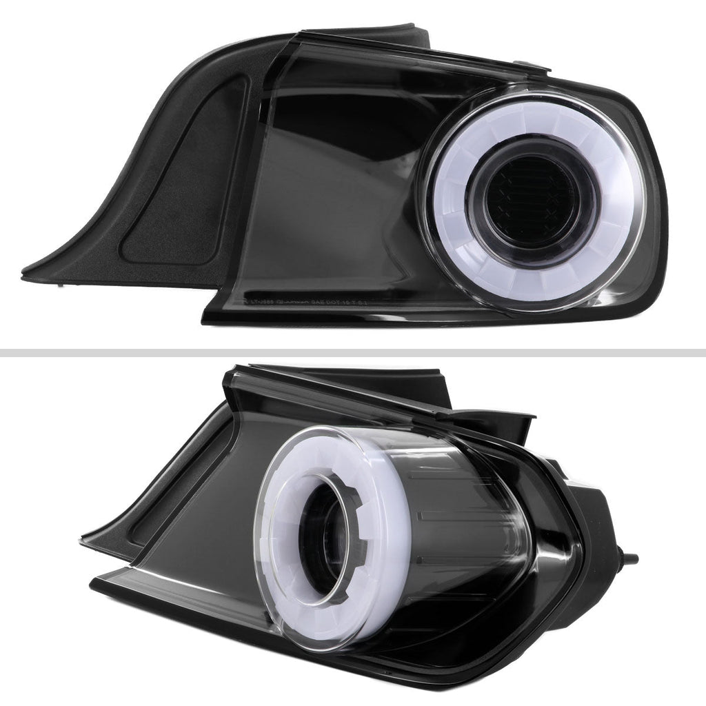 2015-2022 Ford Mustang S550 Coupe/Convertible White LED Bar Tail Lights (Glossy Black Housing / Clear Lens)