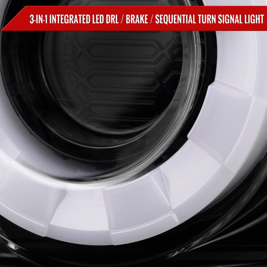 2015-2022 Ford Mustang S550 Coupe/Convertible White LED Bar Tail Lights (Glossy Black Housing / Clear Lens)