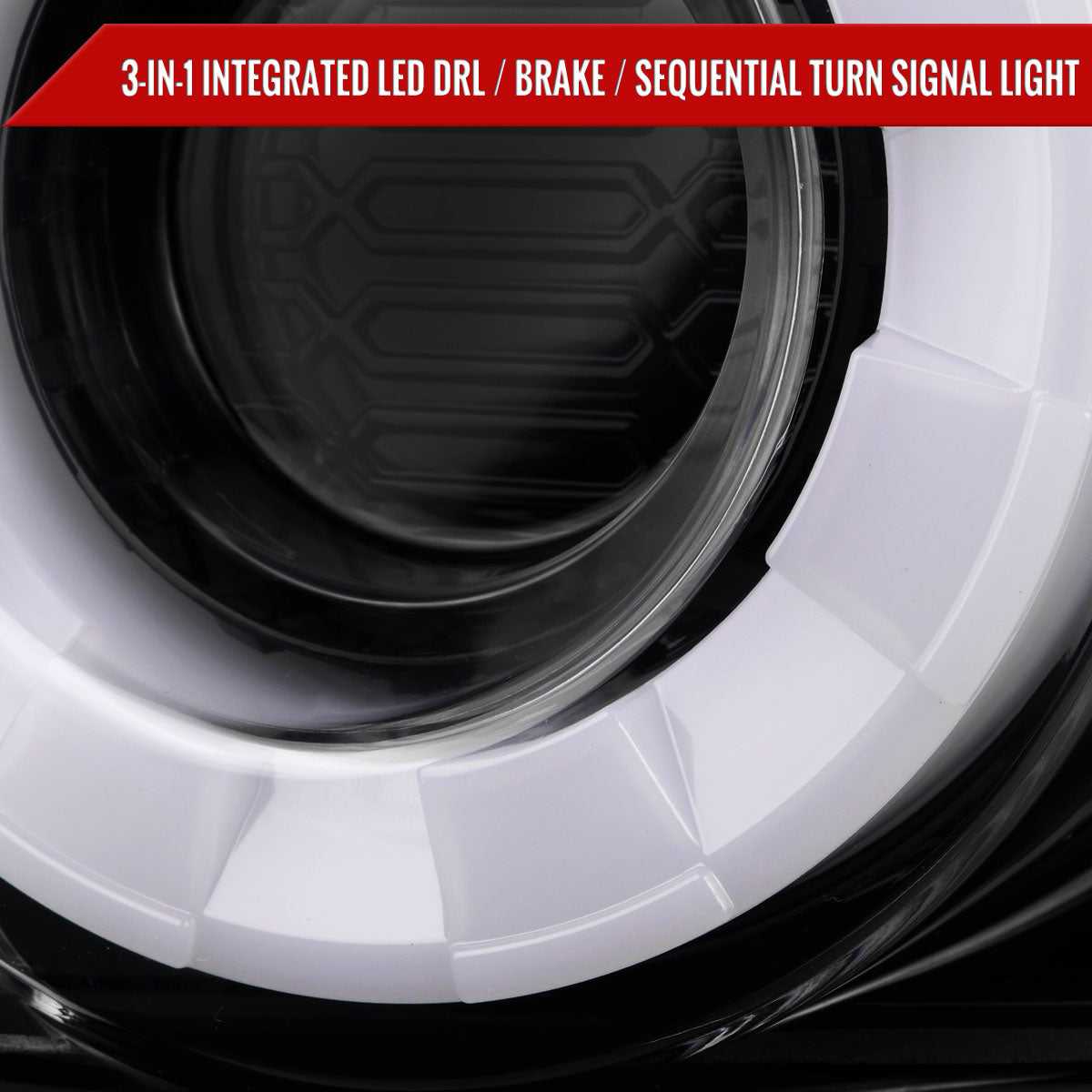 2015-2022 Ford Mustang S550 Coupe/Convertible White LED Bar Tail Lights (Glossy Black Housing / Clear Lens)