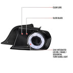 2015-2022 Ford Mustang S550 Coupe/Convertible White LED Bar Tail Lights (Glossy Black Housing / Clear Lens)