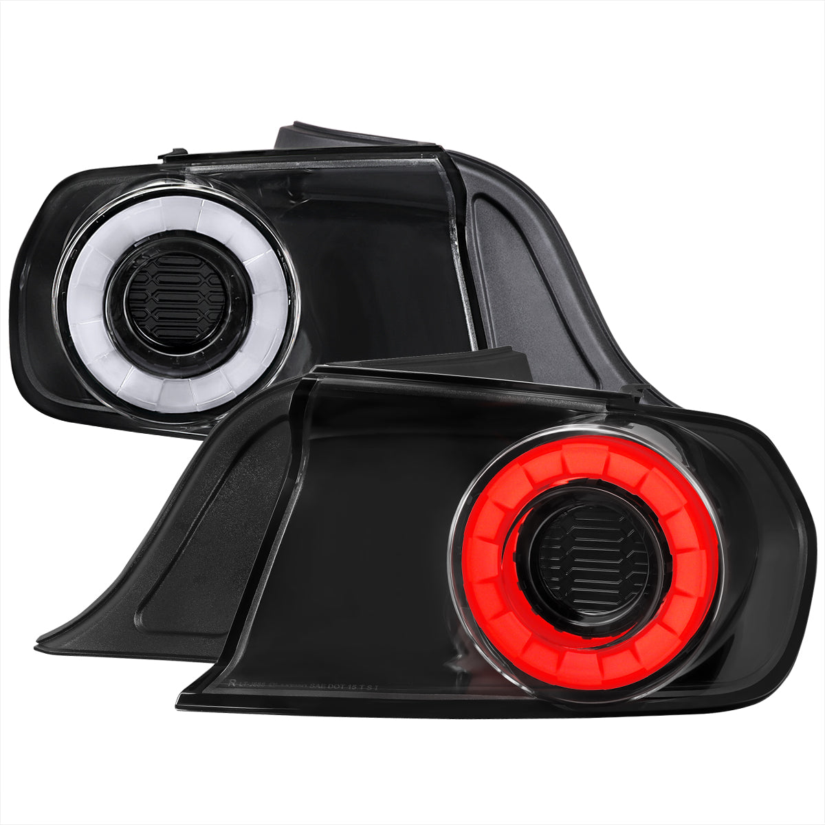 2015-2022 Ford Mustang S550 Coupe/Convertible White LED Bar Tail Lights (Glossy Black Housing / Clear Lens)