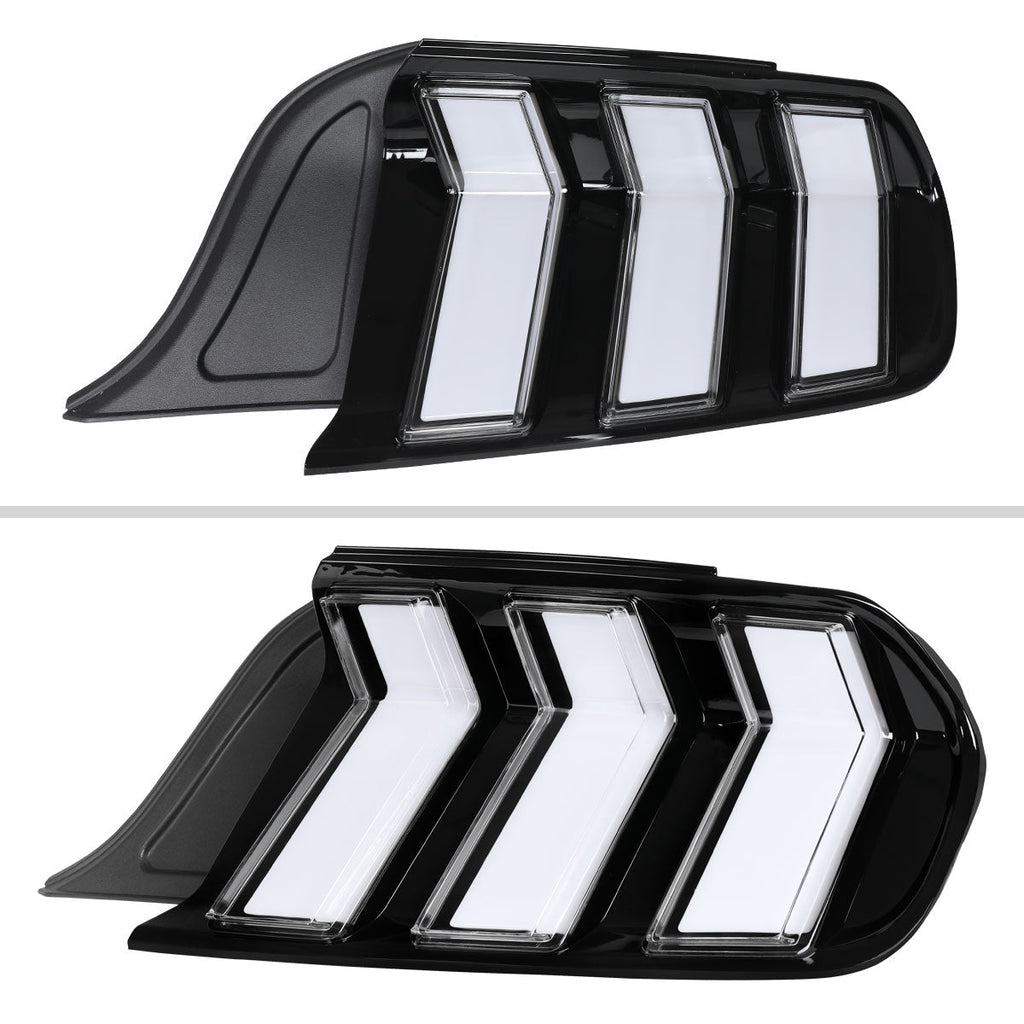 2015-2023 Ford Mustang S550 Sequential LED Turn Signal Tail Lights (Black Housing / Clear Lens)
