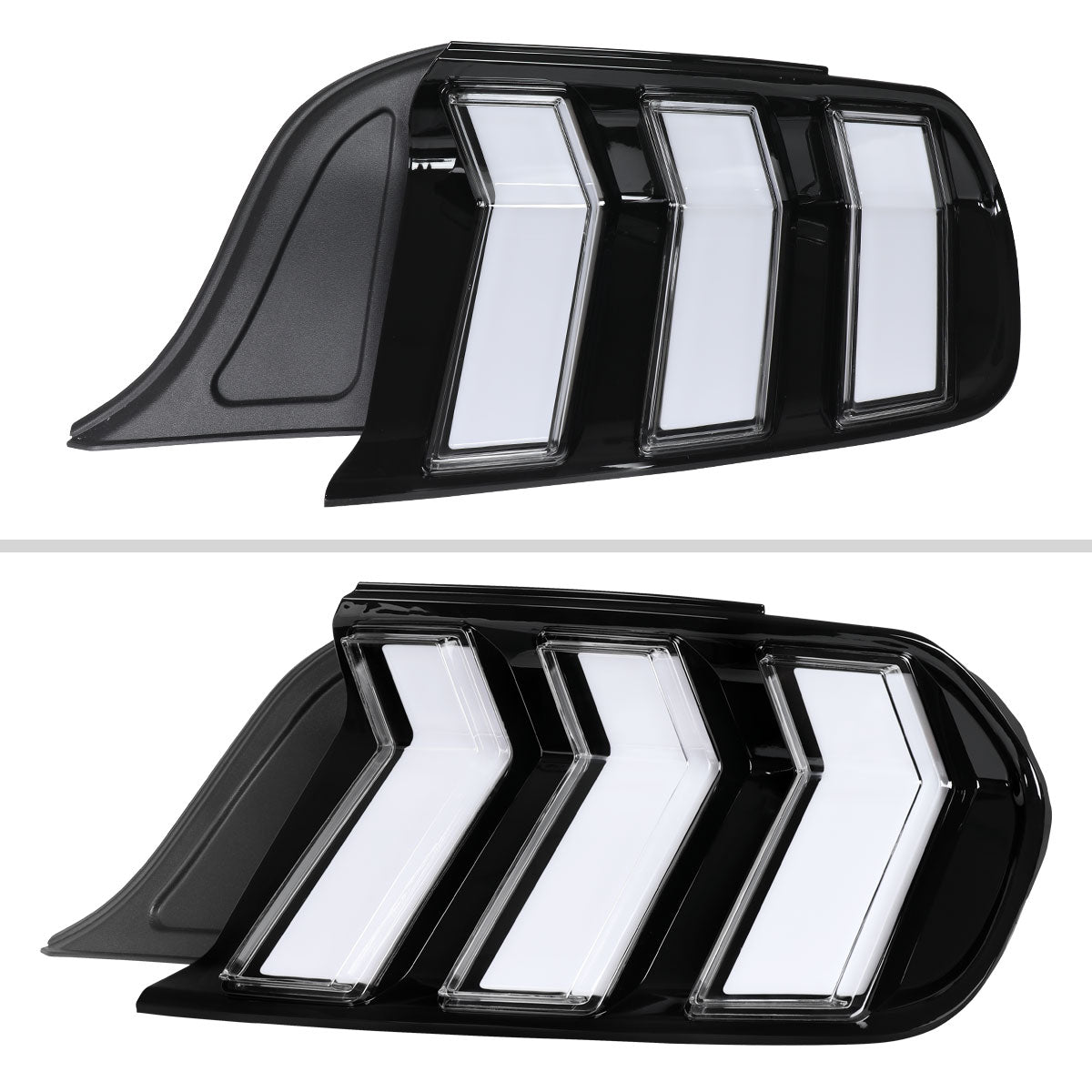 2015-2023 Ford Mustang S550 Sequential LED Turn Signal Tail Lights (Black Housing / Clear Lens)