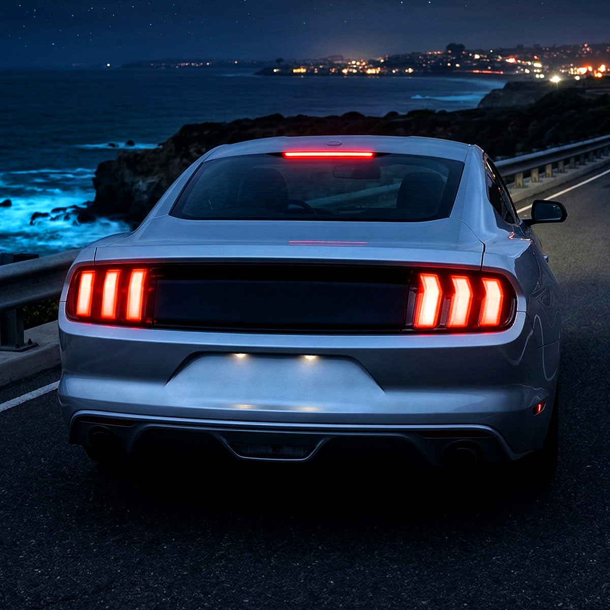 2015-2023 Ford Mustang S550 Sequential LED Turn Signal Tail Lights (Black Housing / Clear Lens)