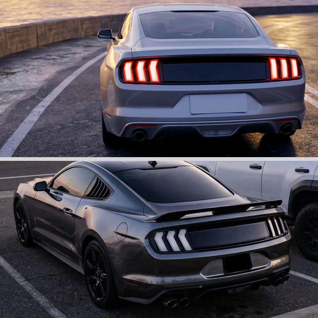 2015-2023 Ford Mustang S550 Sequential LED Turn Signal Tail Lights (Black Housing / Clear Lens)