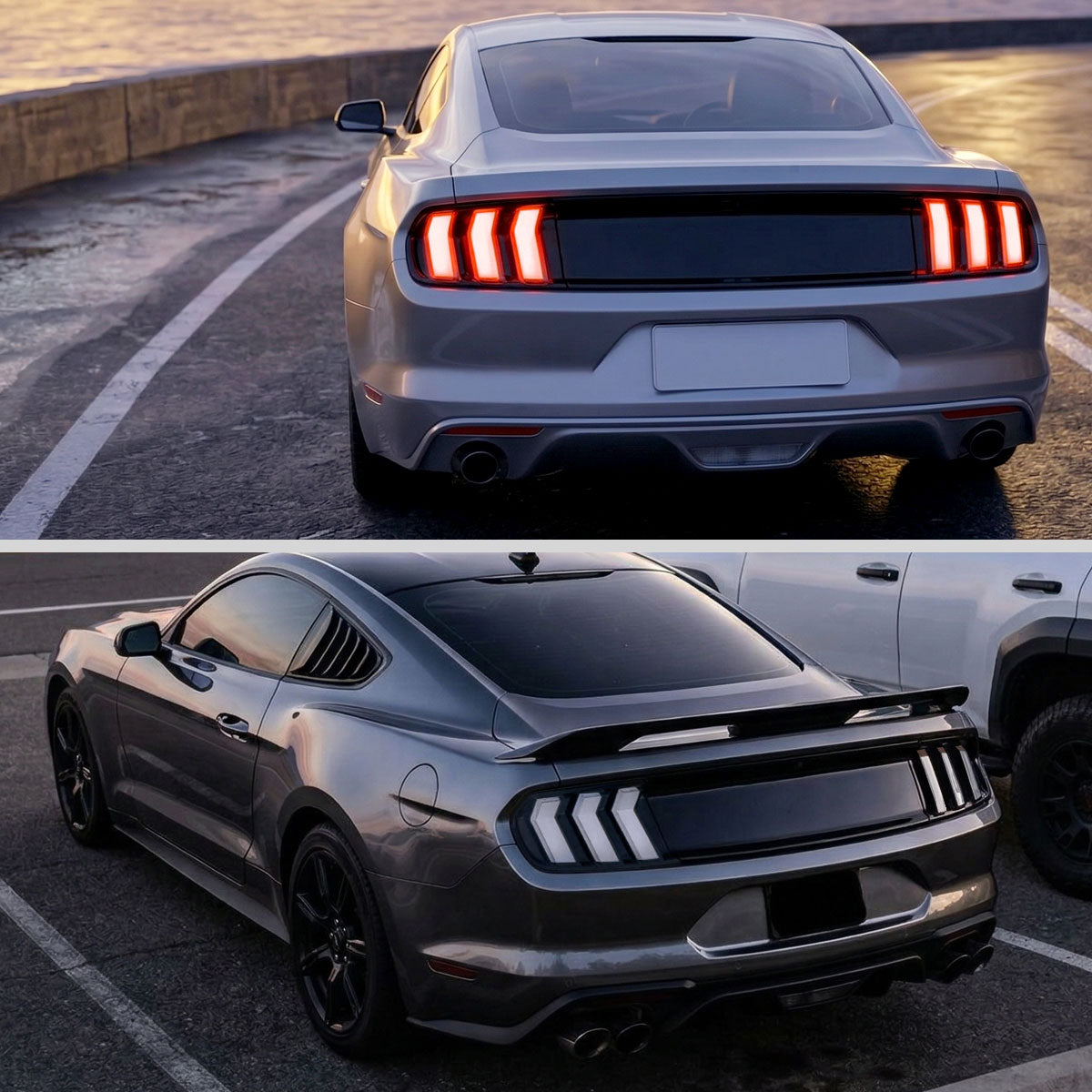 2015-2023 Ford Mustang S550 Sequential LED Turn Signal Tail Lights (Black Housing / Clear Lens)