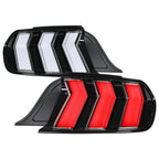 2015-2023 Ford Mustang S550 Sequential LED Turn Signal Tail Lights (Black Housing / Clear Lens)