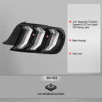2015-2023 Ford Mustang S550 Sequential LED Turn Signal Euro Tail Lights (Black Housing / Clear Lens)