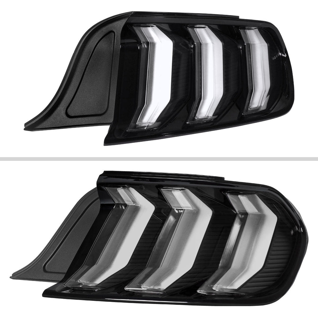 2015-2023 Ford Mustang S550 Sequential LED Turn Signal Euro Tail Lights (Black Housing / Clear Lens)