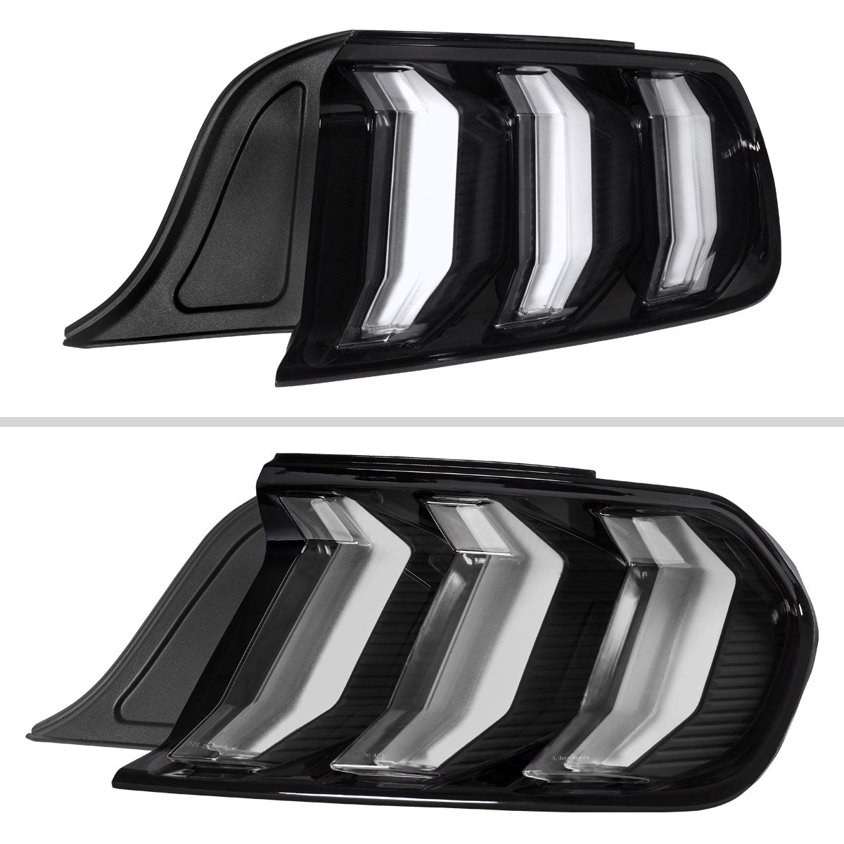 2015-2023 Ford Mustang S550 Sequential LED Turn Signal Euro Tail Lights (Black Housing / Clear Lens)
