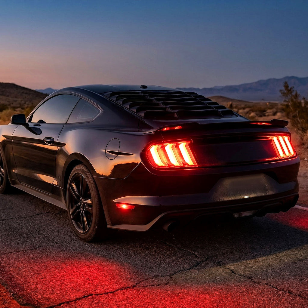 2015-2023 Ford Mustang S550 Sequential LED Turn Signal Euro Tail Lights (Black Housing / Clear Lens)