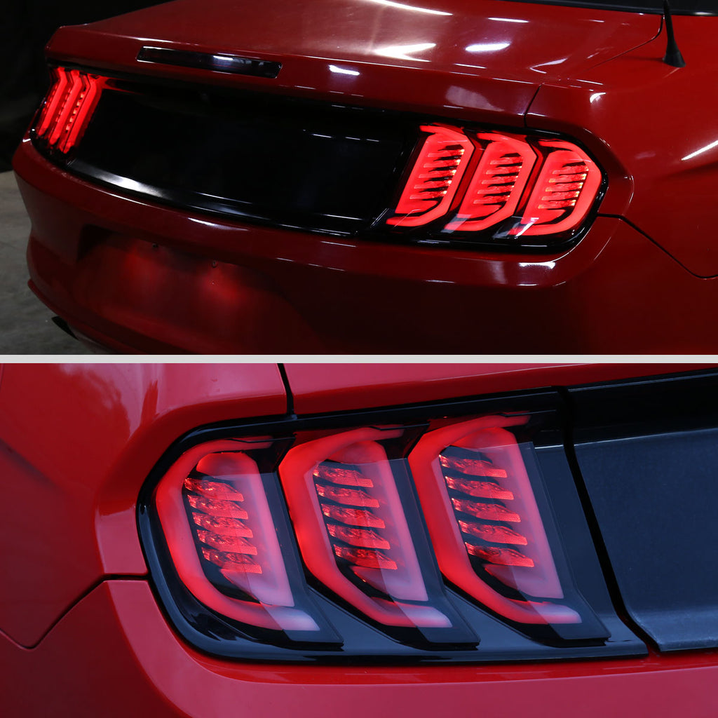 2015-2023 Ford Mustang S550 Sequential Signal LED Tail Lights (Jet Black Housing / Clear Lens)