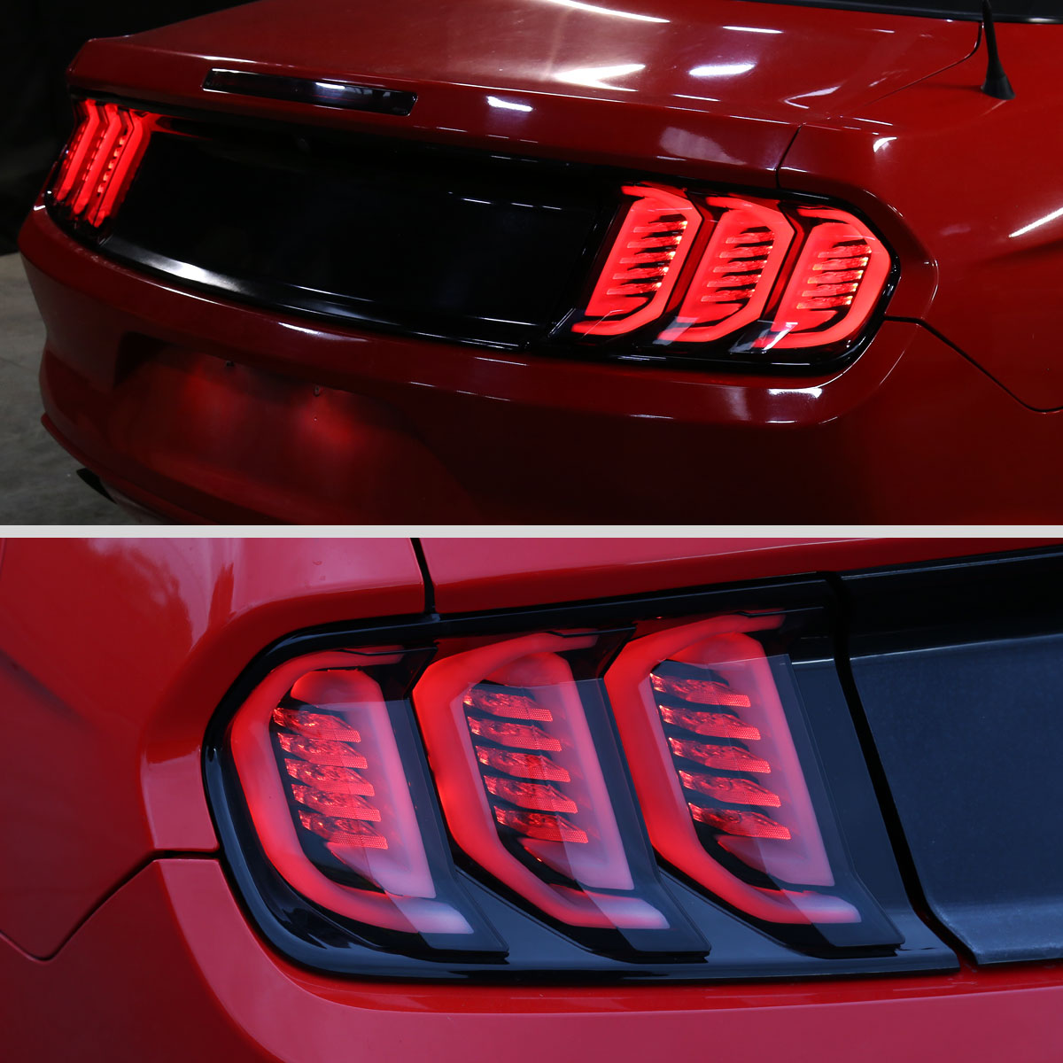 2015-2023 Ford Mustang S550 Sequential Signal LED Tail Lights (Jet Black Housing / Clear Lens)