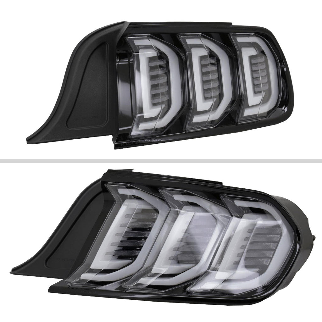 2015-2023 Ford Mustang S550 Sequential Signal LED Tail Lights (Jet Black Housing / Clear Lens)