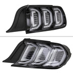 2015-2023 Ford Mustang S550 Sequential Signal LED Tail Lights (Jet Black Housing / Clear Lens)