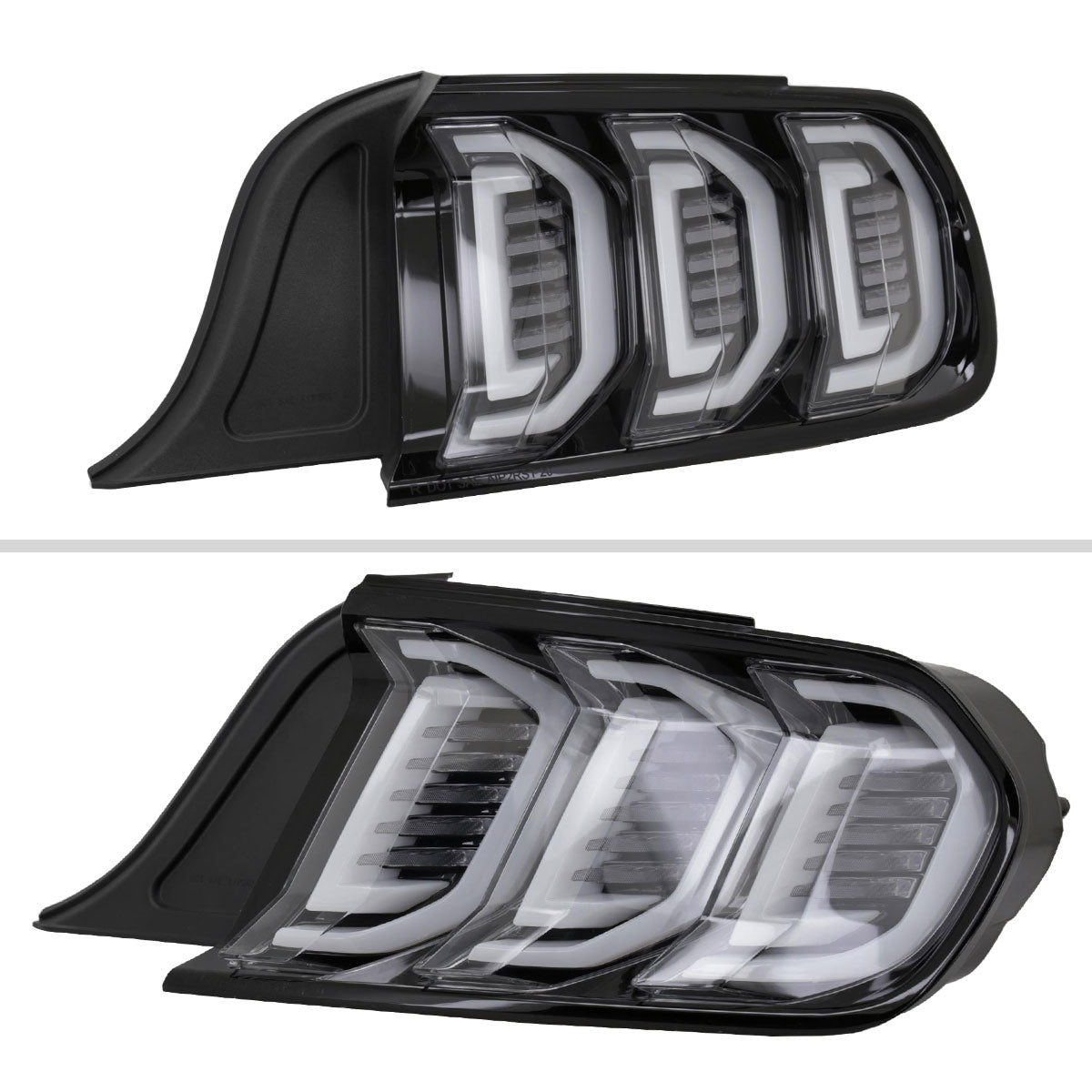 2015-2023 Ford Mustang S550 Sequential Signal LED Tail Lights (Jet Black Housing / Clear Lens)