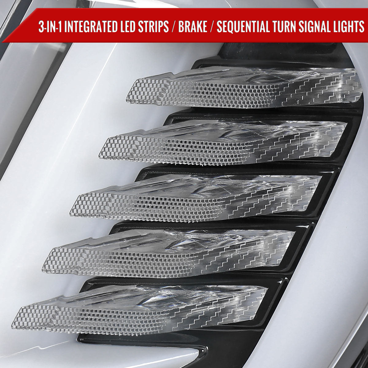 2015-2023 Ford Mustang S550 Sequential Signal LED Tail Lights (Jet Black Housing / Clear Lens)