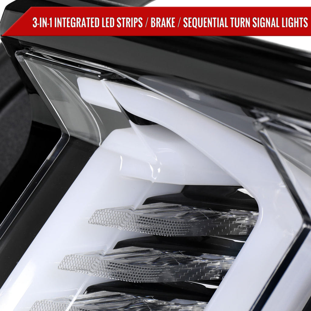 2015-2023 Ford Mustang S550 Sequential Signal LED Tail Lights (Jet Black Housing / Clear Lens)
