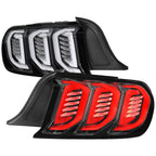 2015-2023 Ford Mustang S550 Sequential Signal LED Tail Lights (Jet Black Housing / Clear Lens)