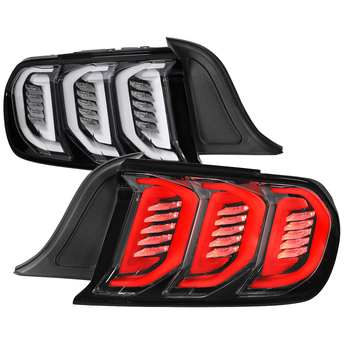 2015-2023 Ford Mustang S550 Sequential Signal LED Tail Lights (Jet Black Housing / Clear Lens)