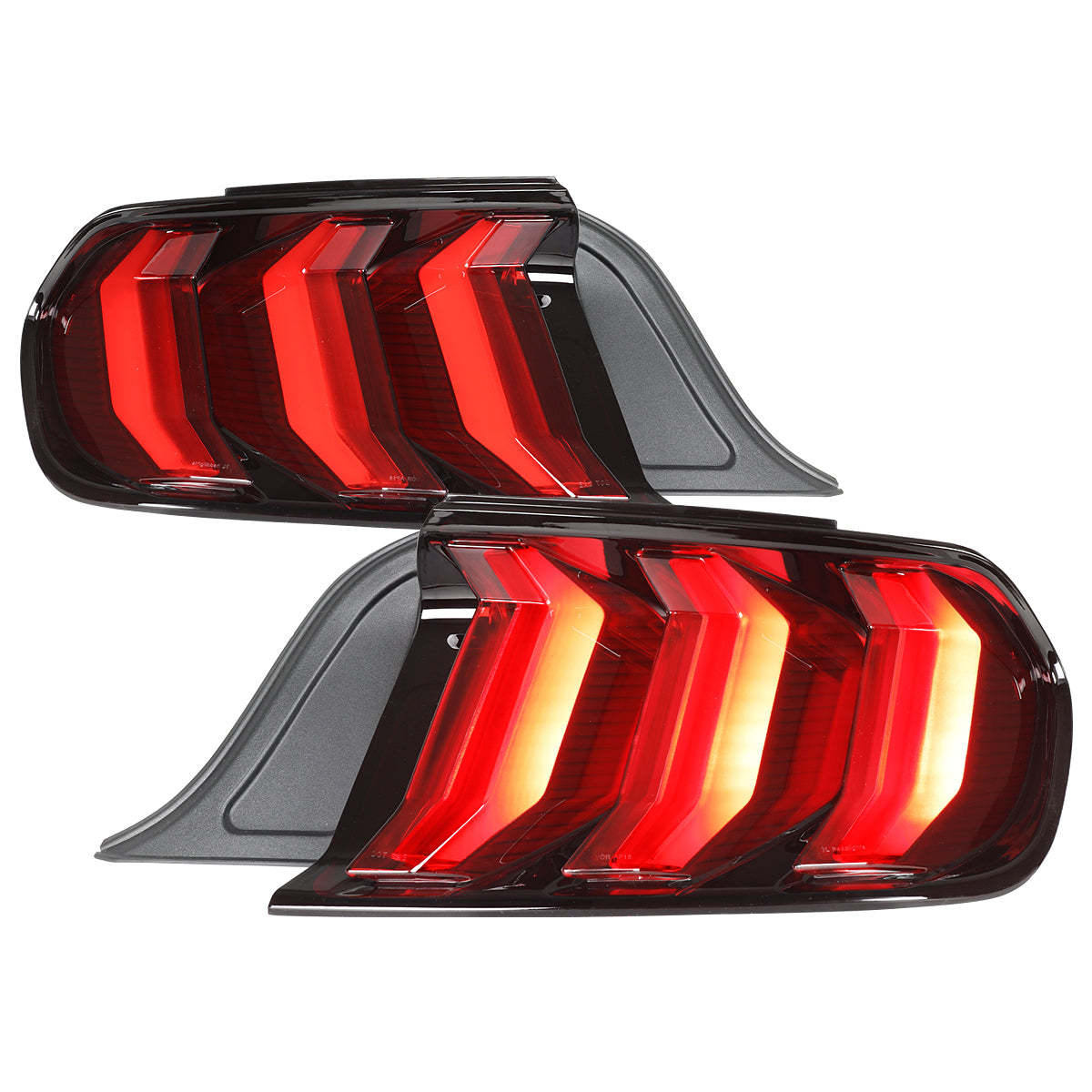 2015-2023 Ford Mustang S550 Sequential LED Turn Signal Euro Tail Lights (Black Housing / Red Lens)