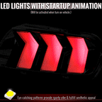 2024-2026 Ford Mustang S650 Full LED Switchback Sequential Tail Lights with Startup Animation (Black Housing / Clear Lens)
