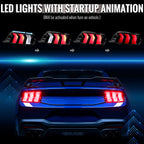 2024-2026 Ford Mustang S650 Full LED Switchback Sequential Tail Lights with Startup Animation (Black Housing / Clear Lens)