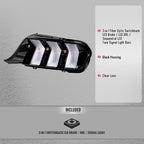 2024-2026 Ford Mustang S650 Full LED Switchback Sequential Tail Lights with Startup Animation (Black Housing / Clear Lens)