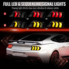 2024-2026 Ford Mustang S650 Full LED Switchback Sequential Tail Lights with Startup Animation (Black Housing / Smoked Lens)