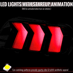 2024-2026 Ford Mustang S650 Full LED Switchback Sequential Tail Lights with Startup Animation (Black Housing / Smoked Lens)