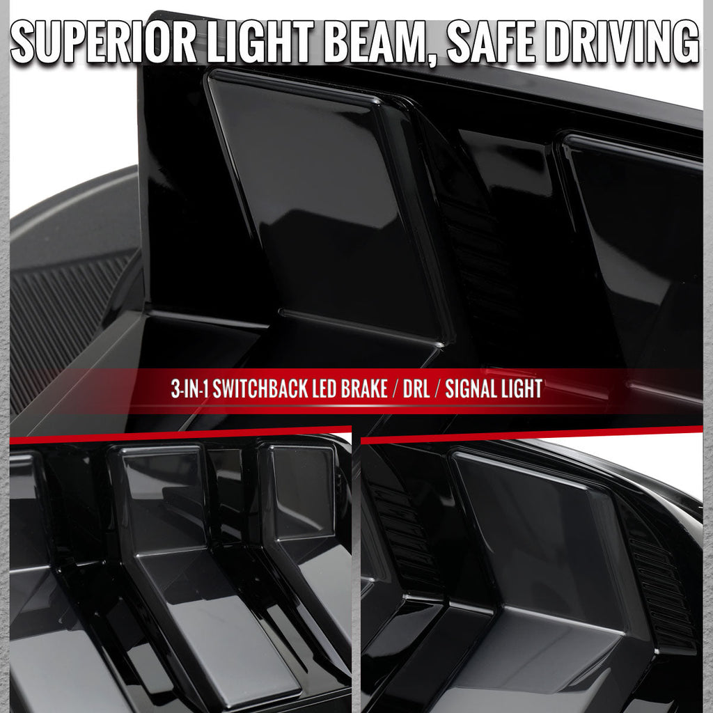 2024-2026 Ford Mustang S650 Full LED Switchback Sequential Tail Lights with Startup Animation (Black Housing / Smoked Lens)