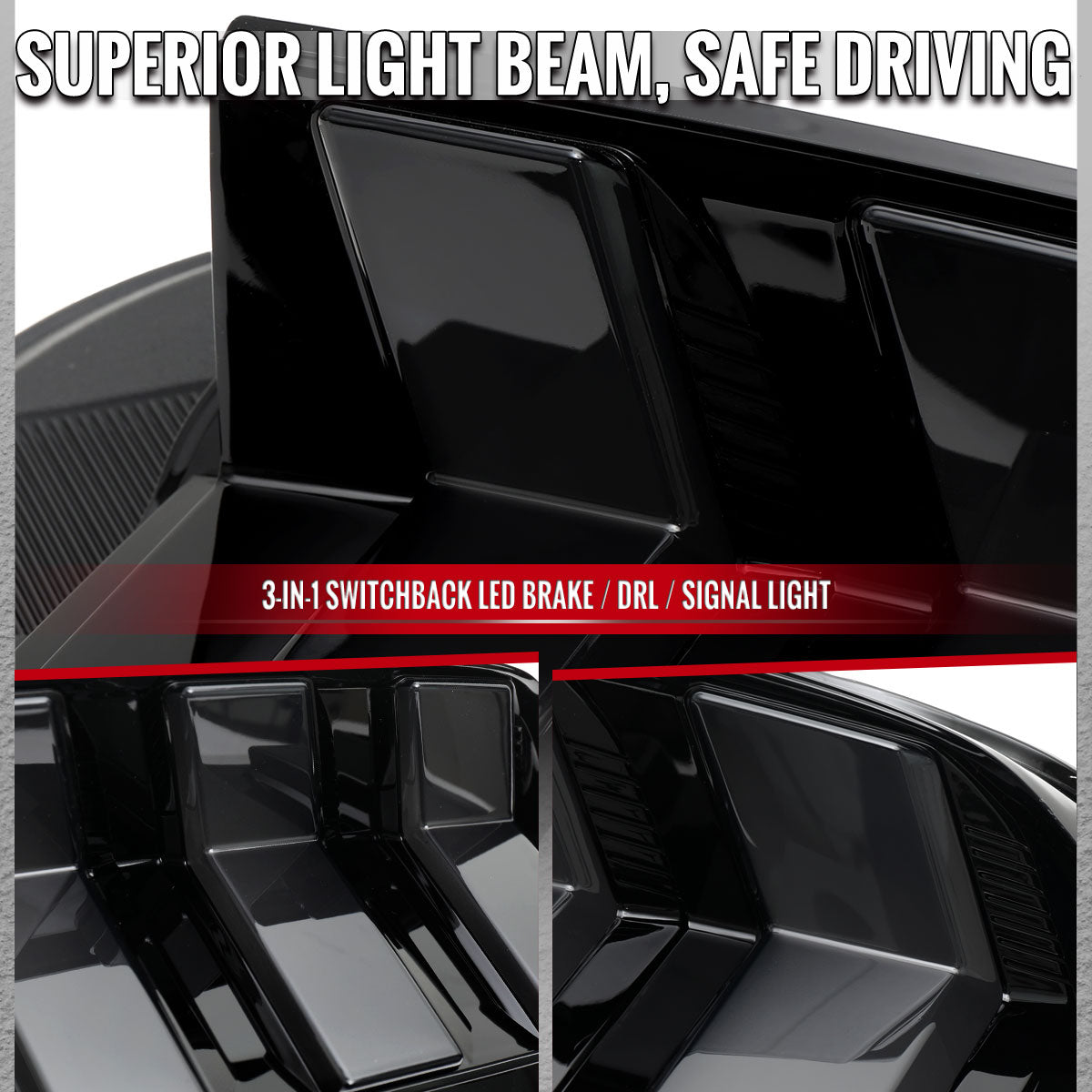 2024-2026 Ford Mustang S650 Full LED Switchback Sequential Tail Lights with Startup Animation (Black Housing / Smoked Lens)