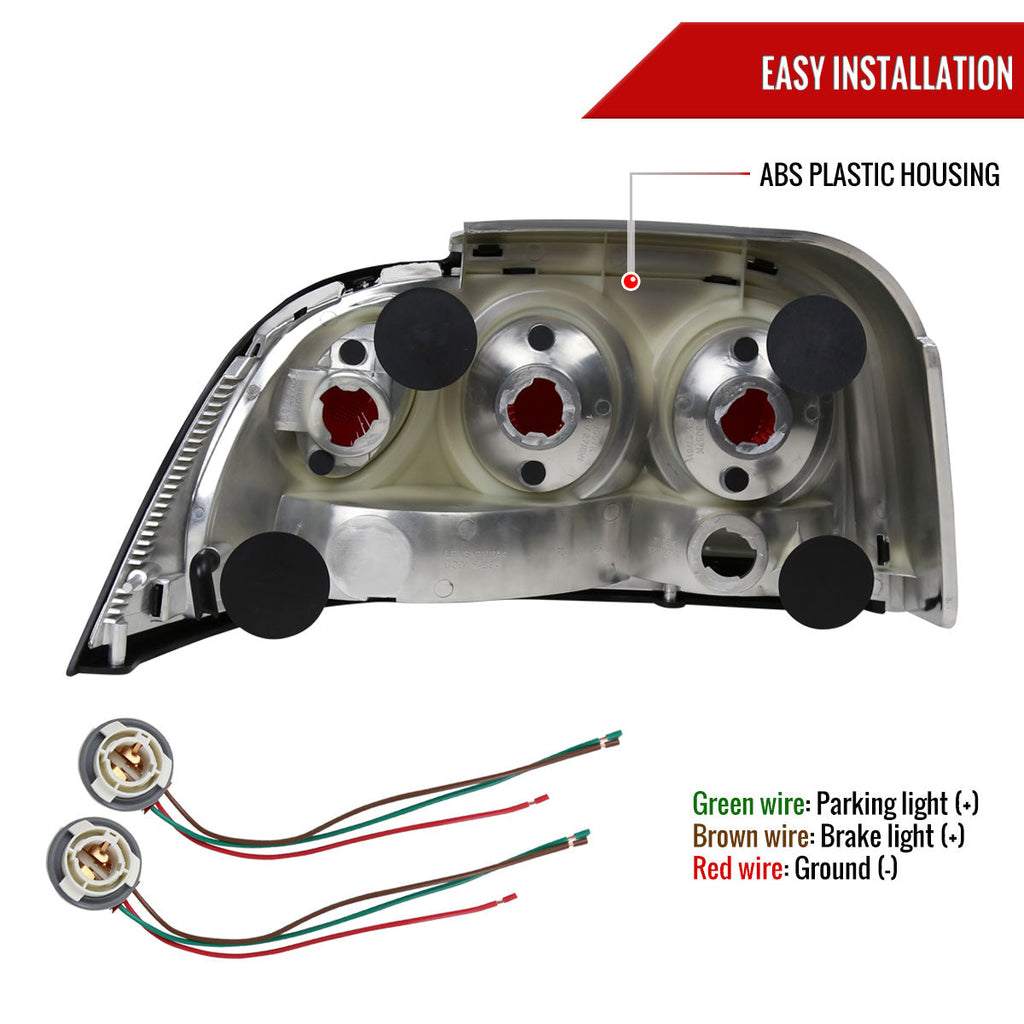 1994-1998 Ford Mustang SN95 Tail Lights (Matte Black Housing / Clear Lens)