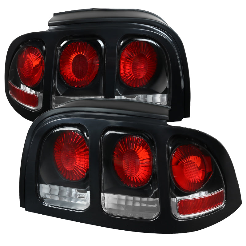 1994-1998 Ford Mustang SN95 Tail Lights (Matte Black Housing / Clear Lens)
