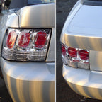 1999-2004 Ford Mustang New Edge Tail Lights (Chrome Housing / Clear Lens)