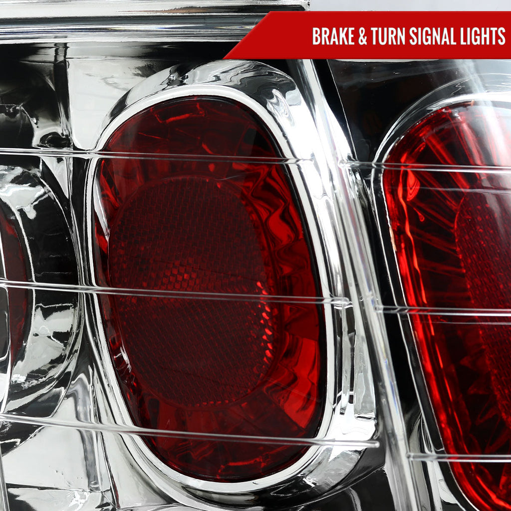 1999-2004 Ford Mustang New Edge Tail Lights (Chrome Housing / Clear Lens)