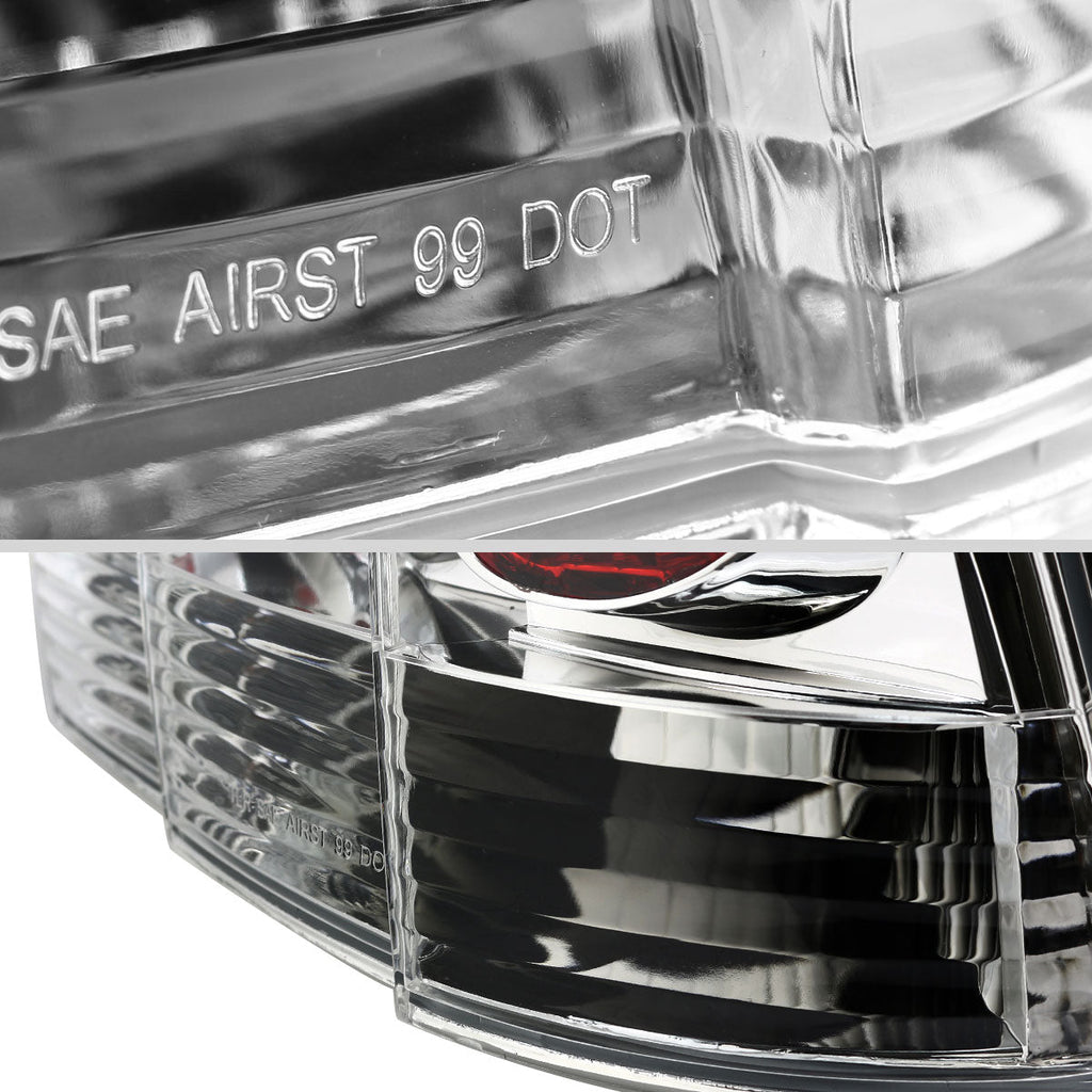 1999-2004 Ford Mustang New Edge Tail Lights (Chrome Housing / Clear Lens)