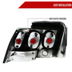 1999-2004 Ford Mustang New Edge Tail Lights (Chrome Housing / Clear Lens)