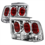 1999-2004 Ford Mustang New Edge Tail Lights (Chrome Housing / Clear Lens)