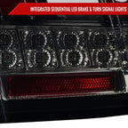 1999-2004 Ford Mustang New Edge Red Marker Sequential LED Tail Lights (Glossy Black Housing / Smoked Lens)