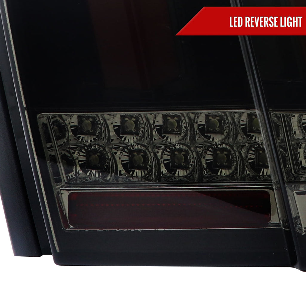 1999-2004 Ford Mustang New Edge Red Marker Sequential LED Tail Lights (Glossy Black Housing / Smoked Lens)