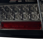 1999-2004 Ford Mustang New Edge Red Marker Sequential LED Tail Lights (Glossy Black Housing / Smoked Lens)