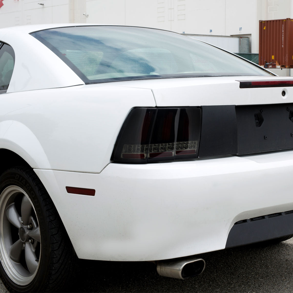1999-2004 Ford Mustang New Edge Red Marker Sequential LED Tail Lights (Glossy Black Housing / Smoked Lens)