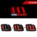 1999-2004 Ford Mustang New Edge Sequential LED Tail Lights (Glossy Black Housing / Smoked Lens)