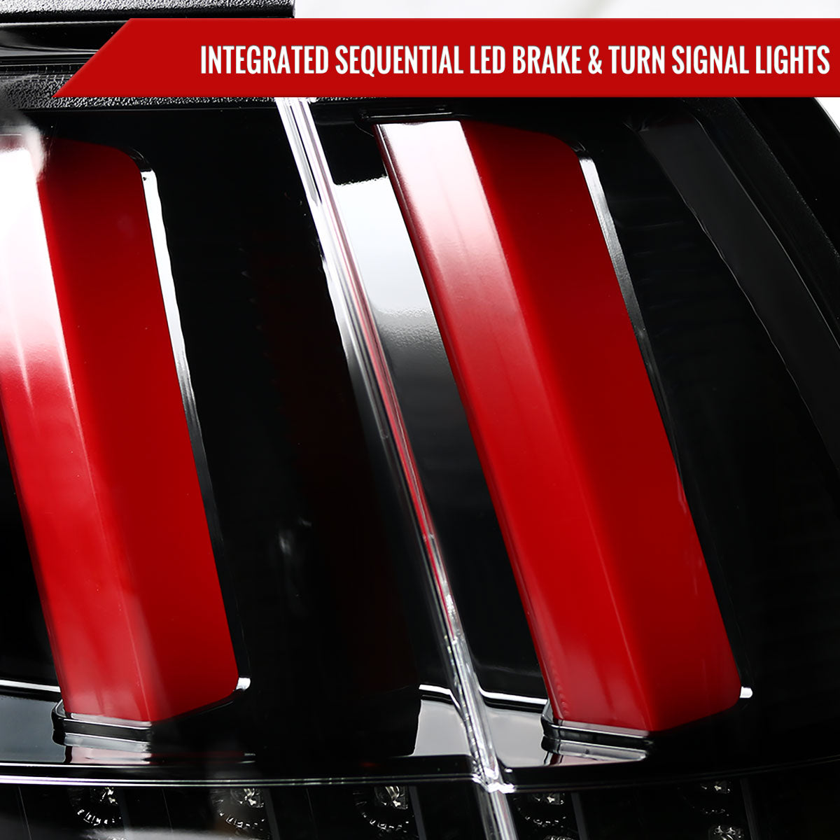 1999-2004 Ford Mustang New Edge Sequential LED Tail Lights (Jet Black Housing / Clear Lens)