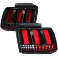 1999-2004 Ford Mustang New Edge Sequential LED Tail Lights (Jet Black Housing / Clear Lens)