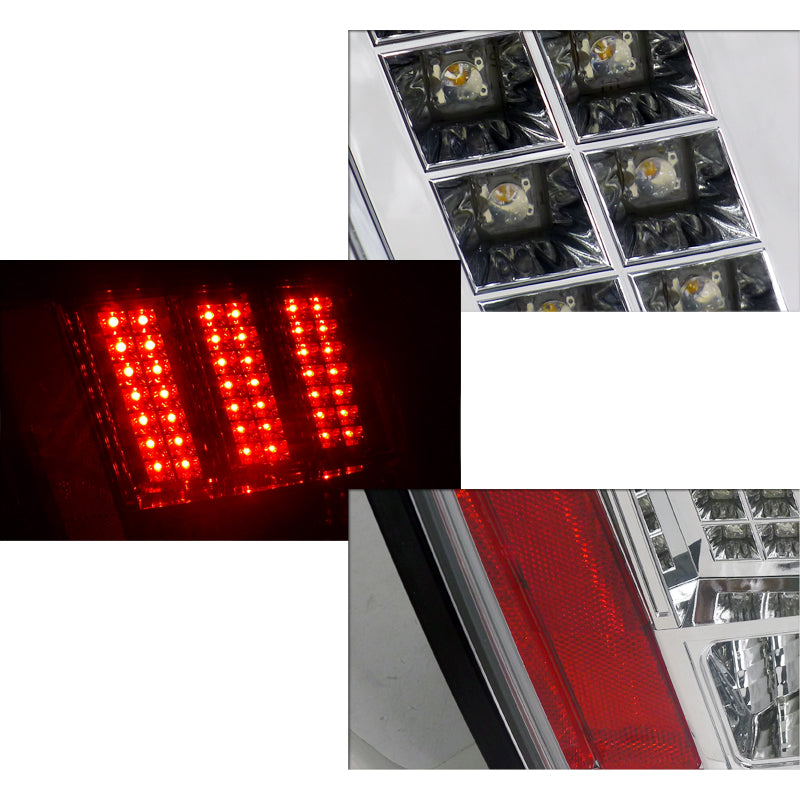 1999-2004 Ford Mustang New Edge LED Tail Lights (Chrome Housing / Clear Lens)